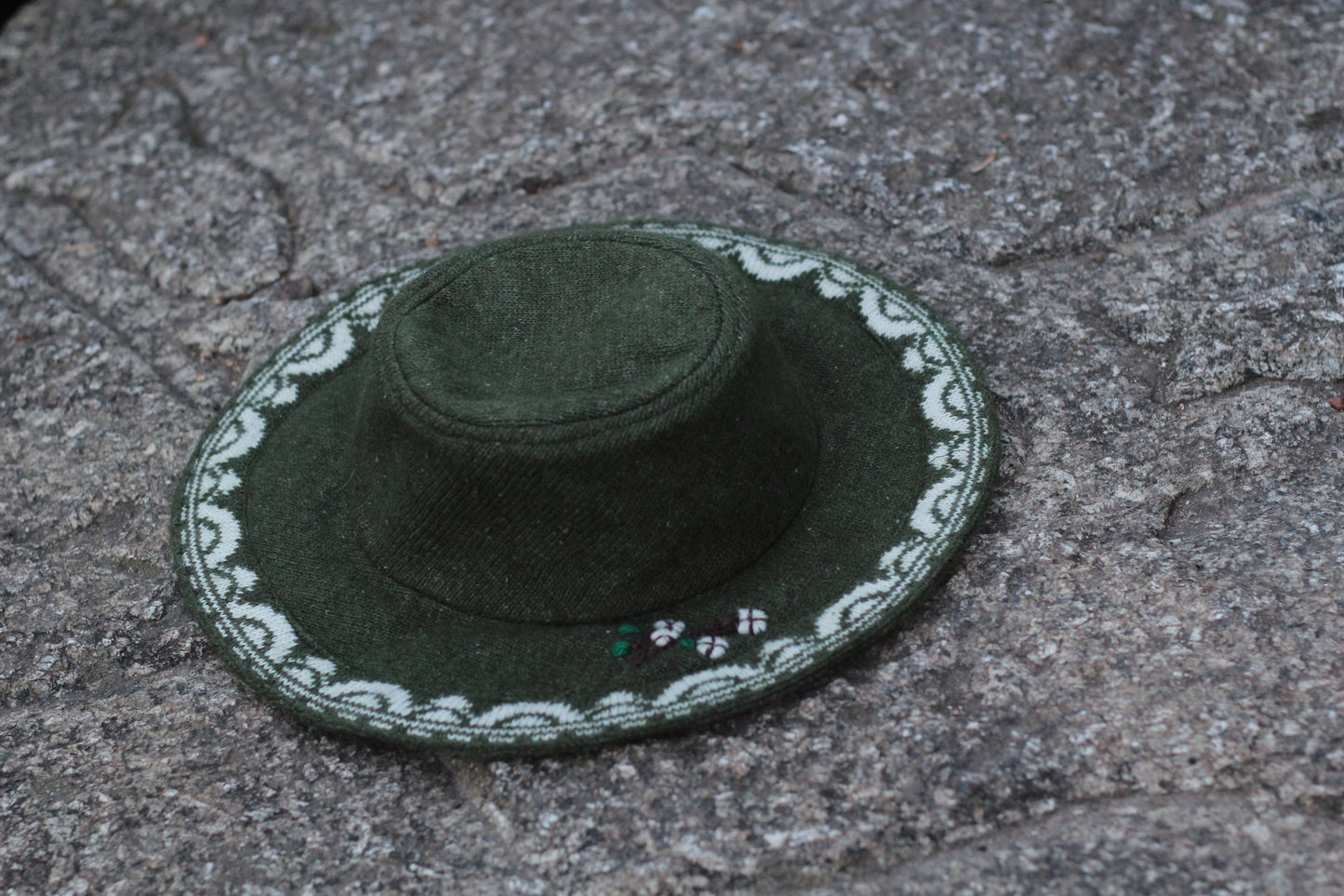 Unisex green wool hat close up product shot